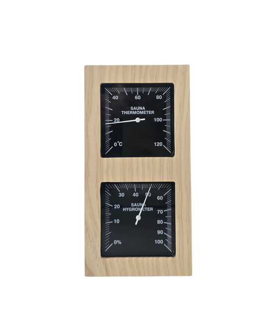 Lämpö- ja kosteusmittari, Mänty, Musta